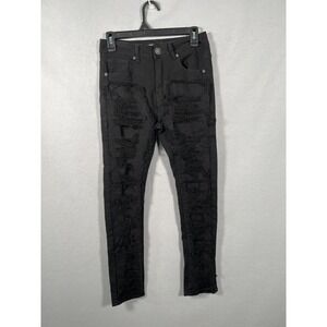 Waimea Skinny Jeans Womens 14 Black Denim Dark Wash Distressed Streetwear Casual